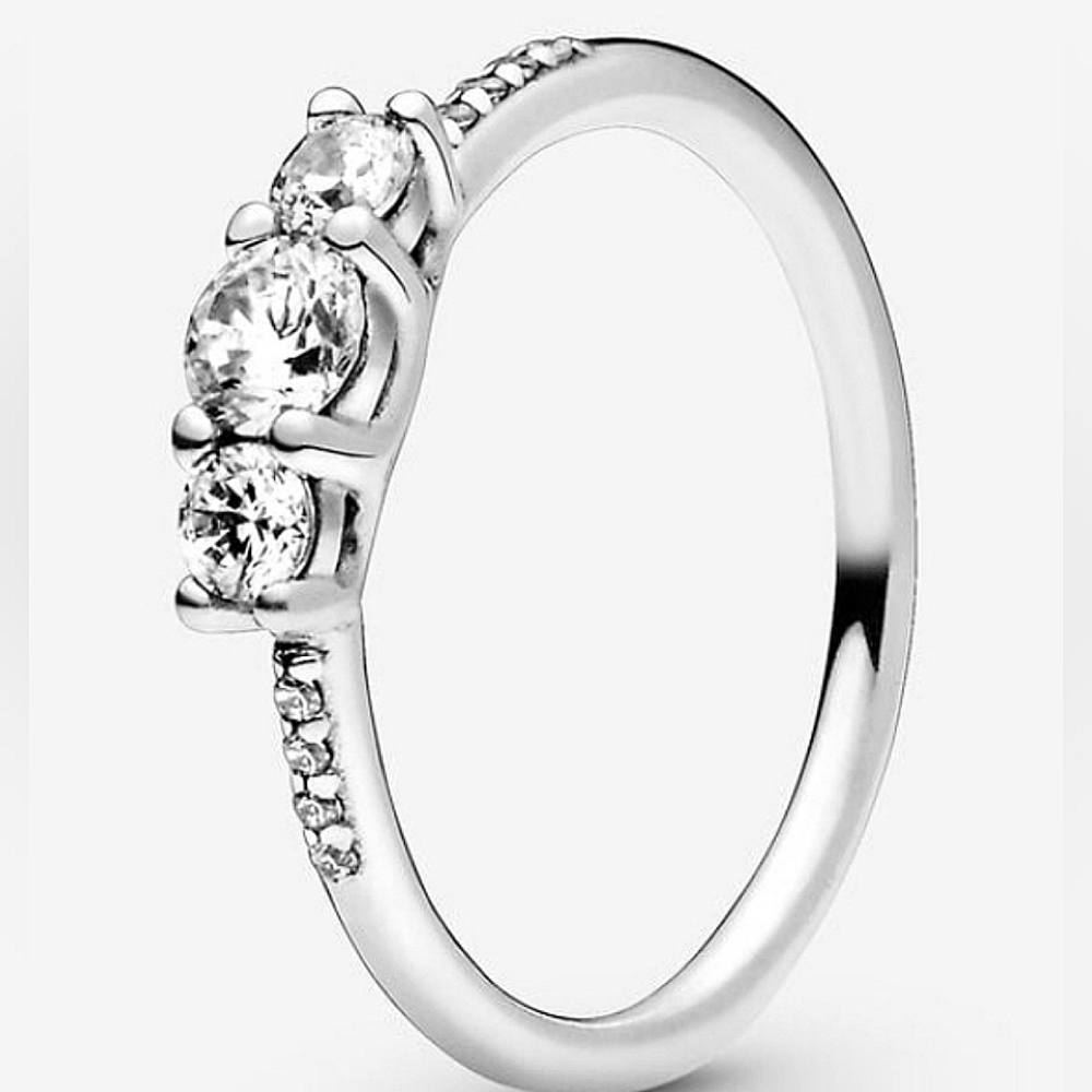Authentic NEW Pandora Clear Three Stone Ring S925ALE